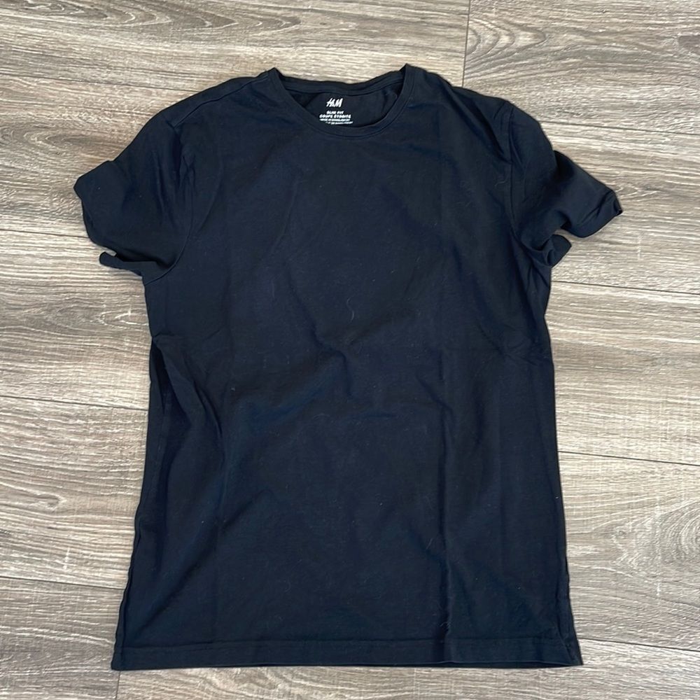 Black Mens H&M Slim Fit Tee